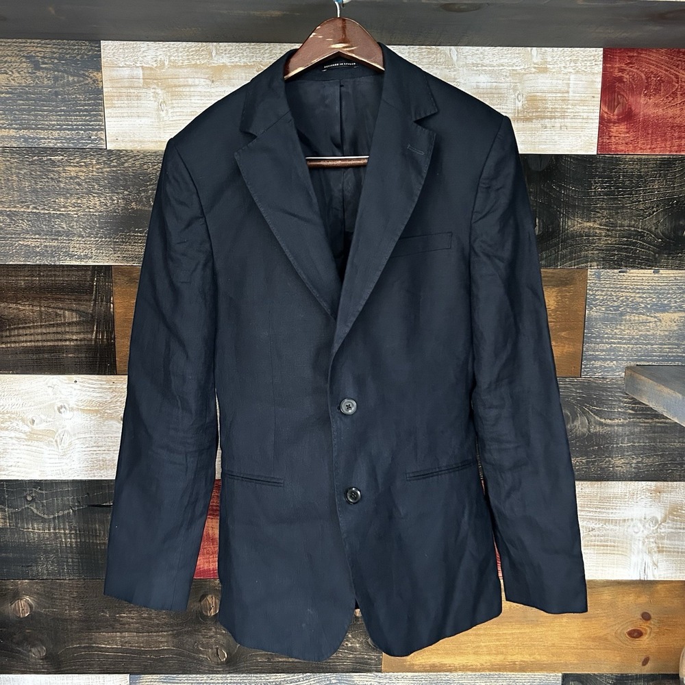 Reiss Blazer Mens 36 Grey Linen Two Button Single Breast Casual Sport Coat